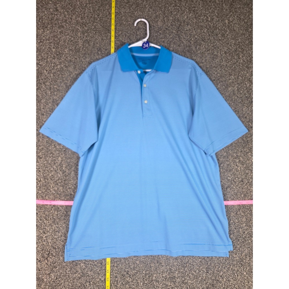 Jack Nicklaus Polo Shirt Mens L Blue Striped Short Sleeve Golf Top